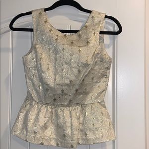 H&M •Gold Jacquard Peplum Top - Sz 4